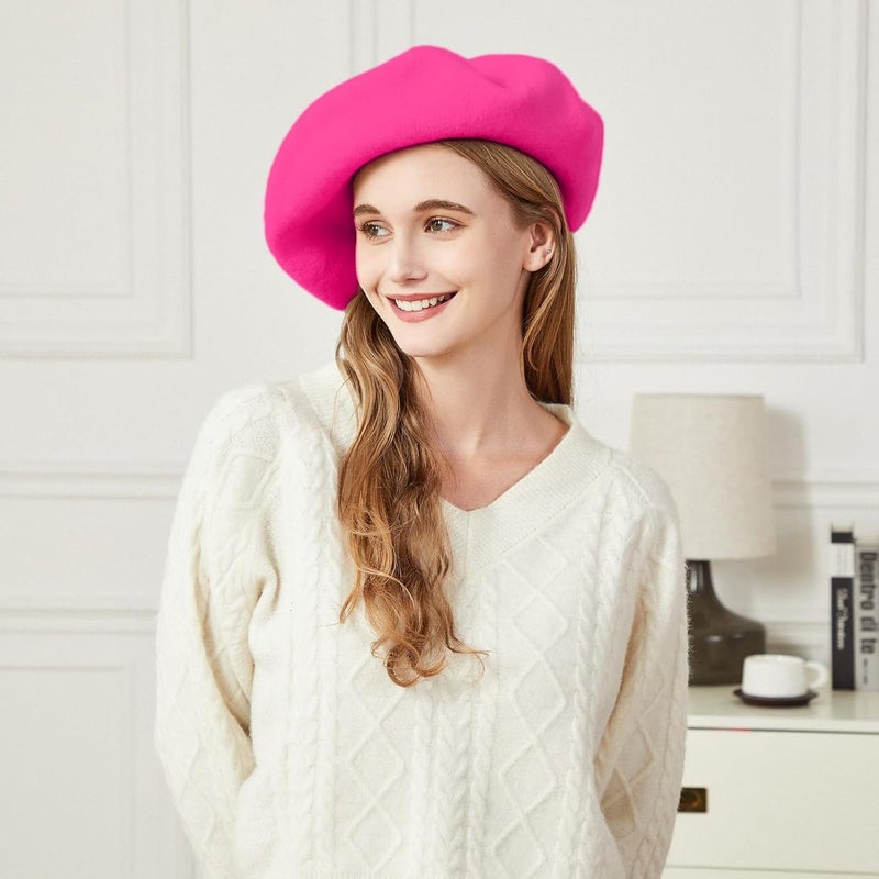 recapitula XXL 100% Wool French White Beret Hats for Women Man Painter hat Classic Painter's Hat Girl Solid Color Classic - Image 3